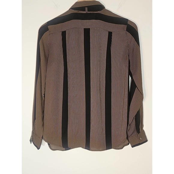 Loft Women's Striped Brown Black Blouse XSP Extra Small Petite - Picture 2 of 8
